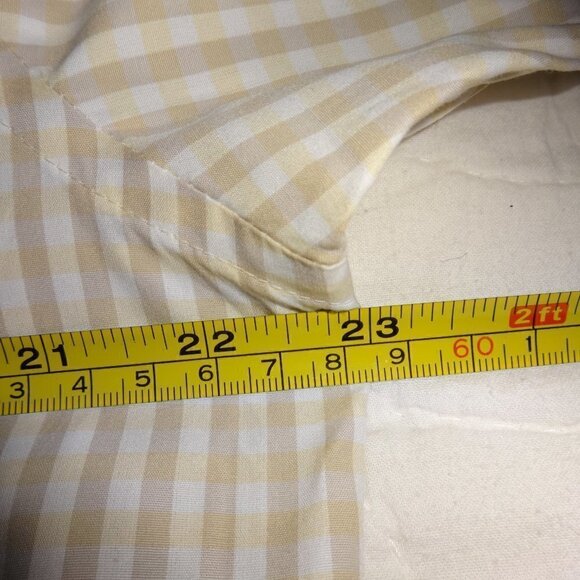 Perry Ellis button up men's short sleeve shirt, cream and tan, L, 100% cotton - Picture 8 of 9